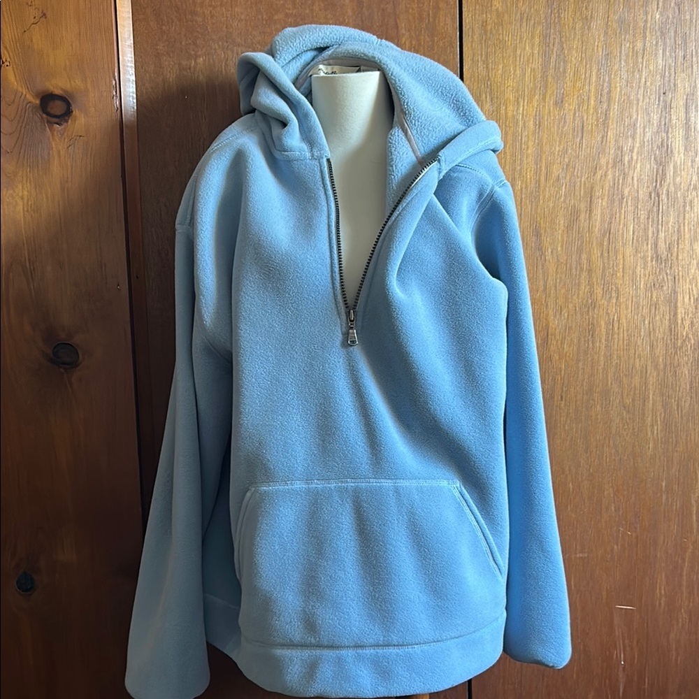 Eddie Bauer Sky Blue Half-Zip Fleece Hoodie XXL